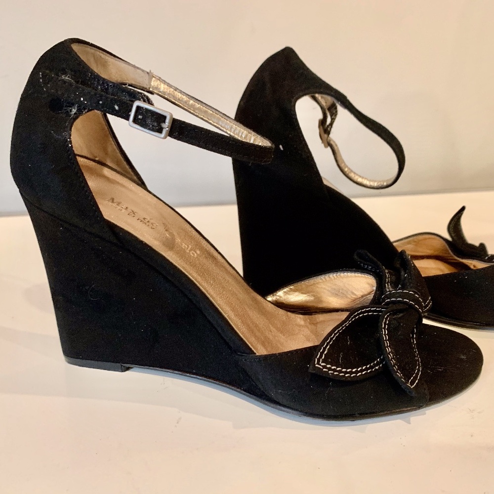 Women's 3" Black Italian Suede Wedge